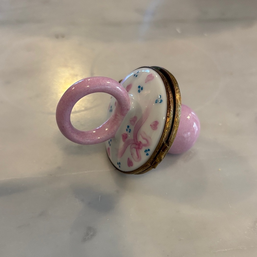 Limoges Pink and White Pacifier